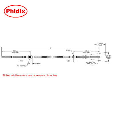 विमानन-ग्रेड PTFE-Lined नियंत्रण केबल्स 4 "बेंड त्रिज्या, -65 ° F करने के लिए +350 ° F, बी 2 बी समाधान